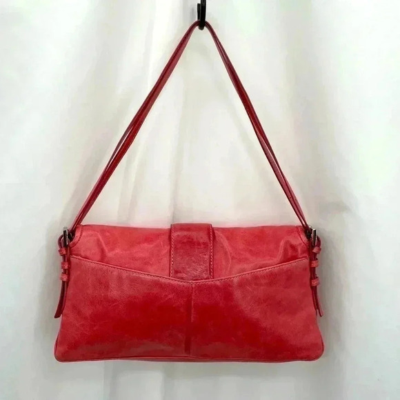 Via Spiga Bejeweled Leather Clutch Purse Pink Snap Close Dbl Adjustable Handles - Picture 2 of 16